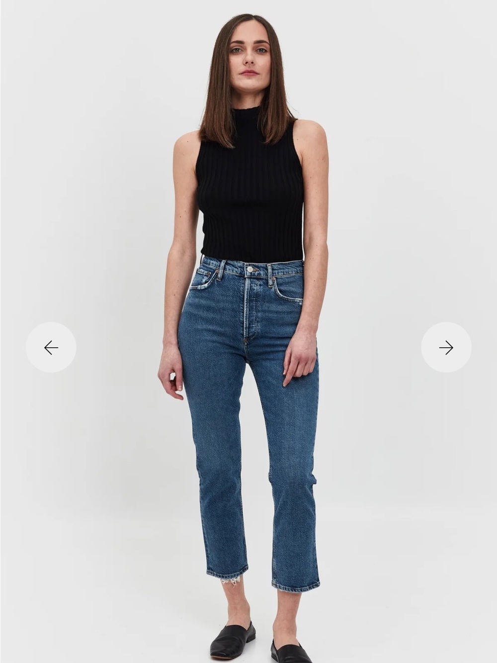 High-Rise Cropped Straight Jeans in Blue